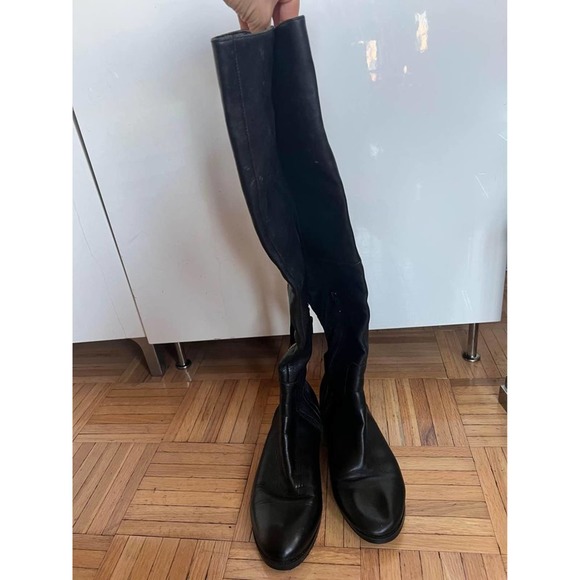 ALDO WOMEN'S BLACK LEATHER & STRETCH FABRIC KNEE HIGH BOOTS SIZE 8.5 - Picture 4 of 7